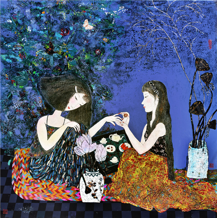 殷琴 《云想衣裳花想容》 120X120CM.jpg
