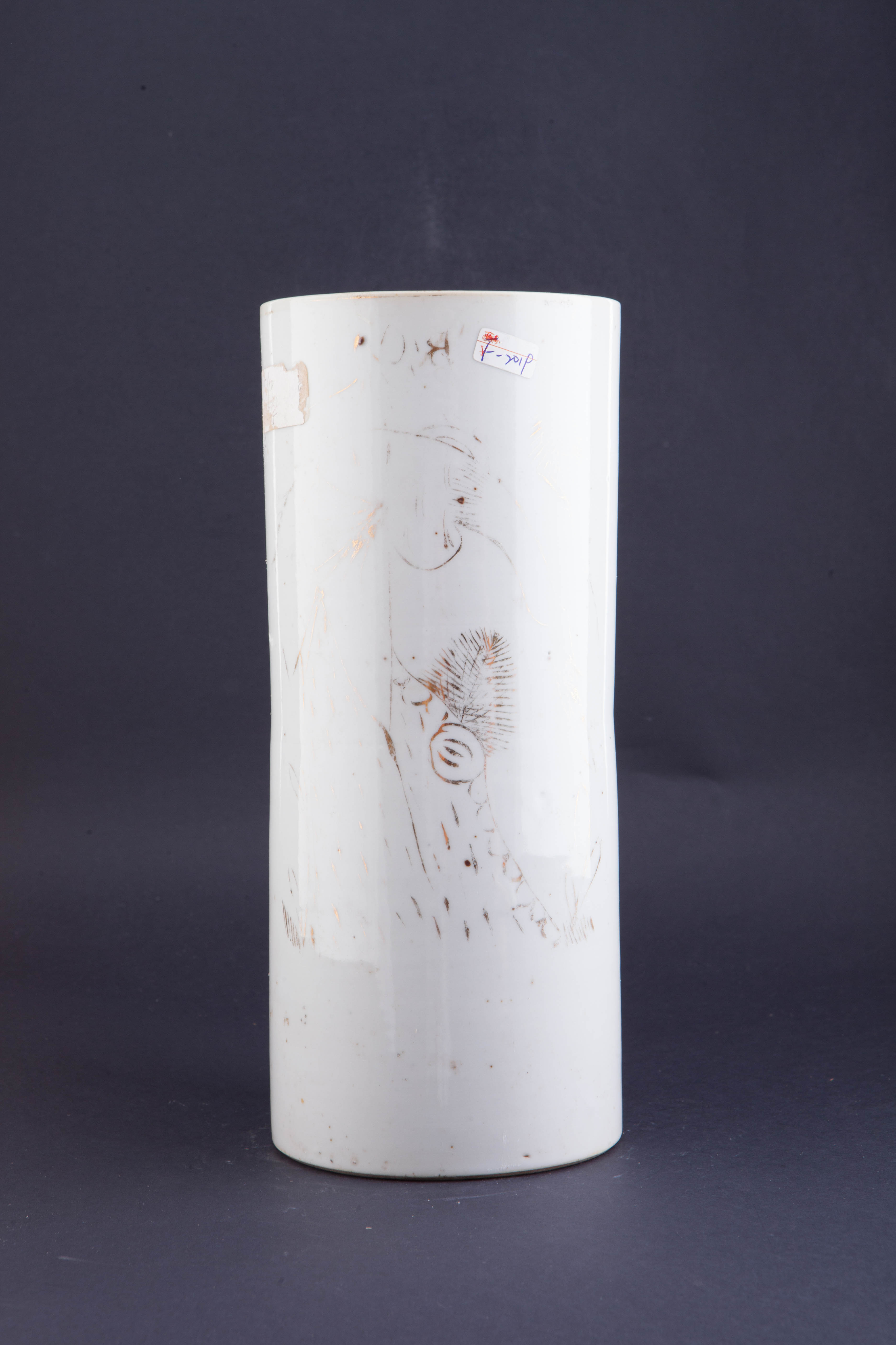 中华民国描金松鹤纹帽筒