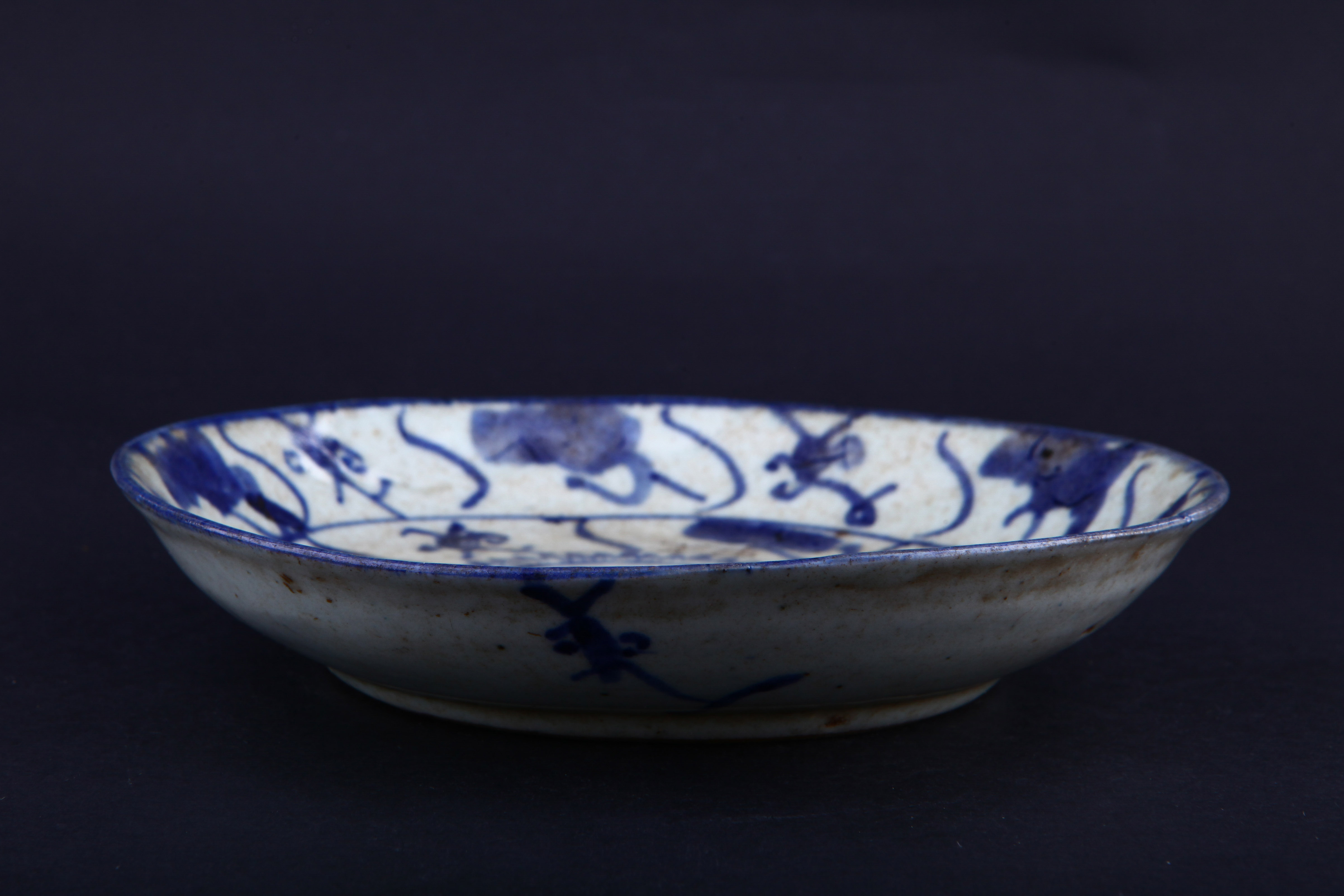 清青花灵芝花卉纹盘-59