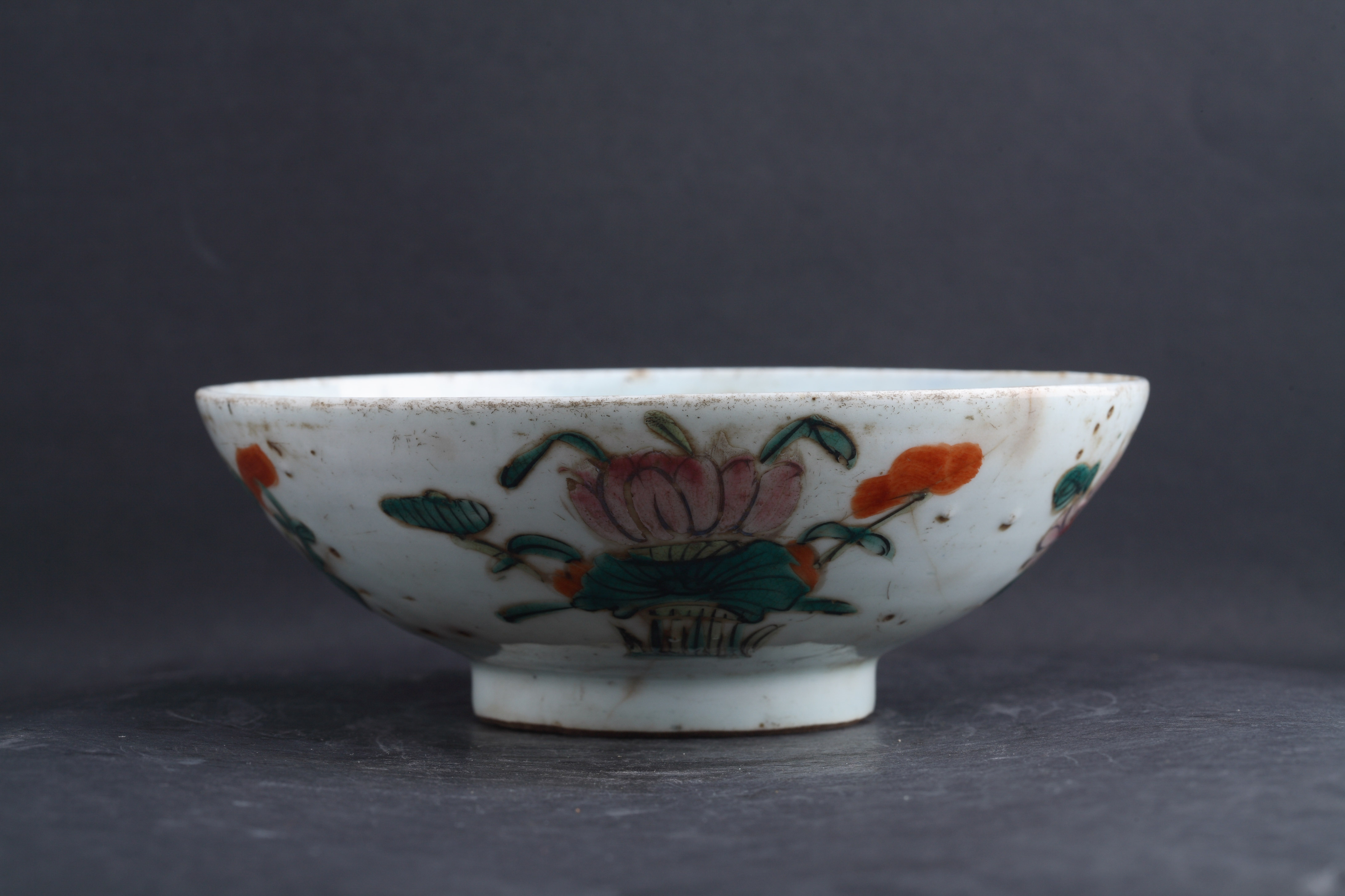 清粉彩四季花卉纹碗-167