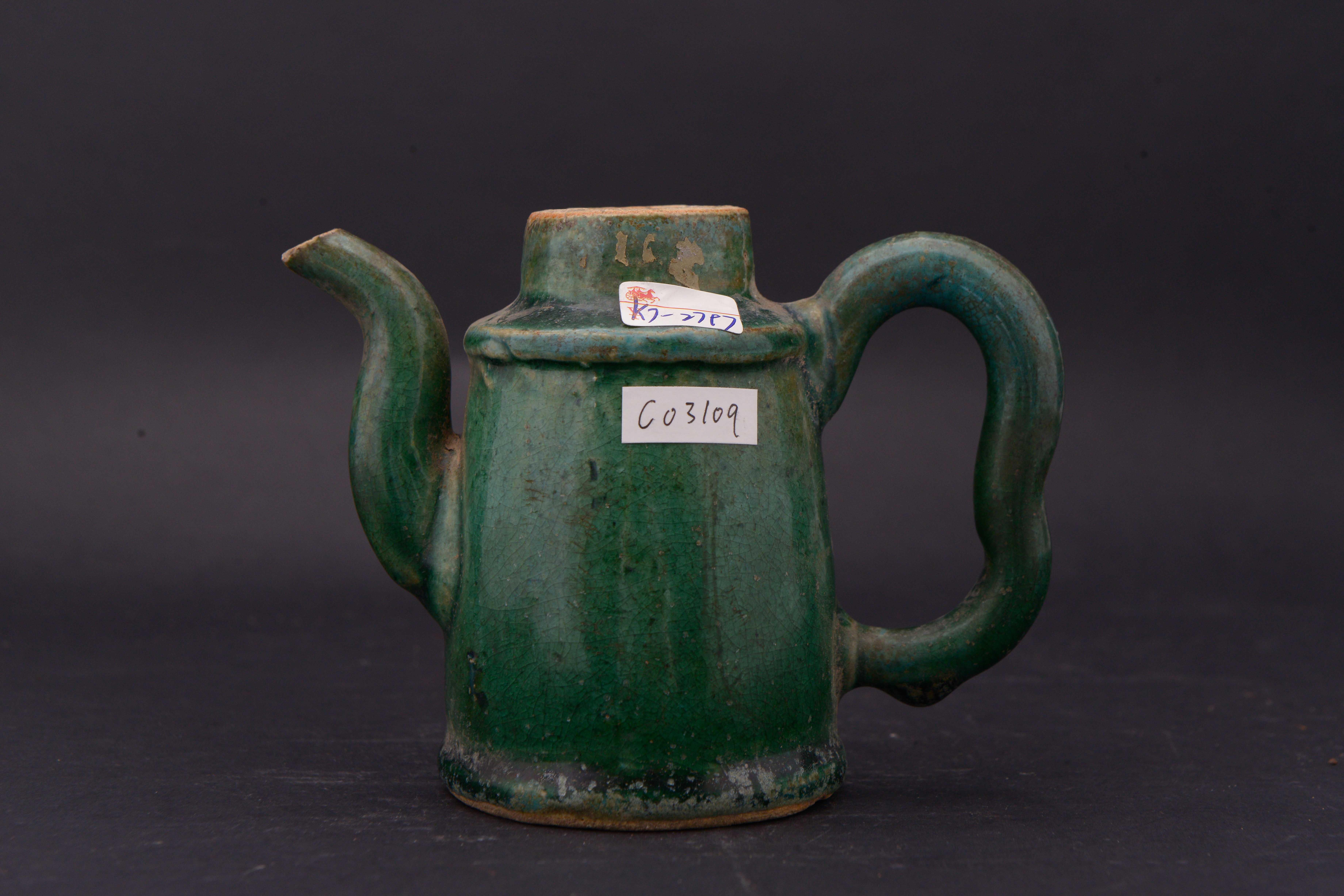 中华民国石湾窑绿釉陶壶-10