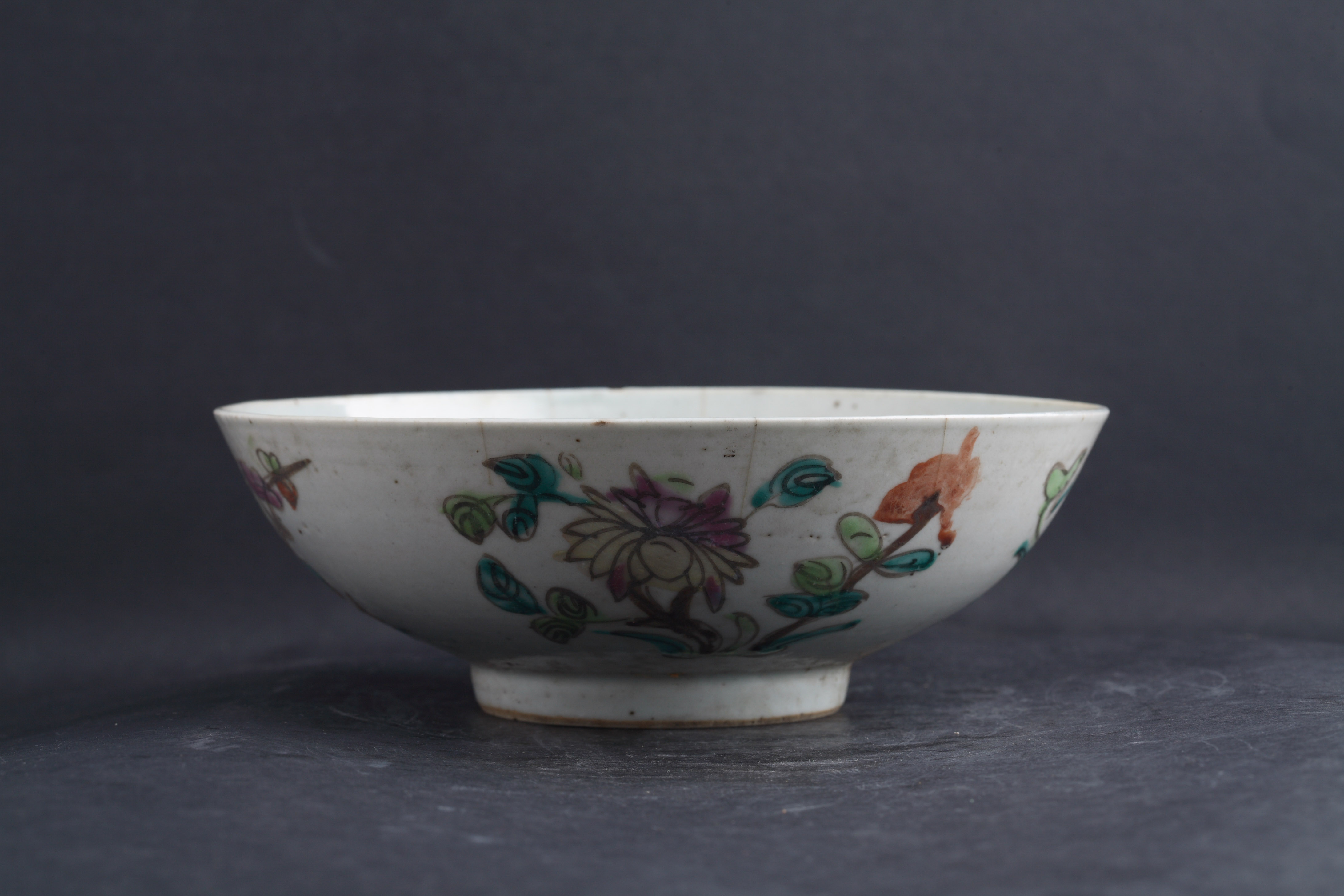 清粉彩四季花卉纹碗-163