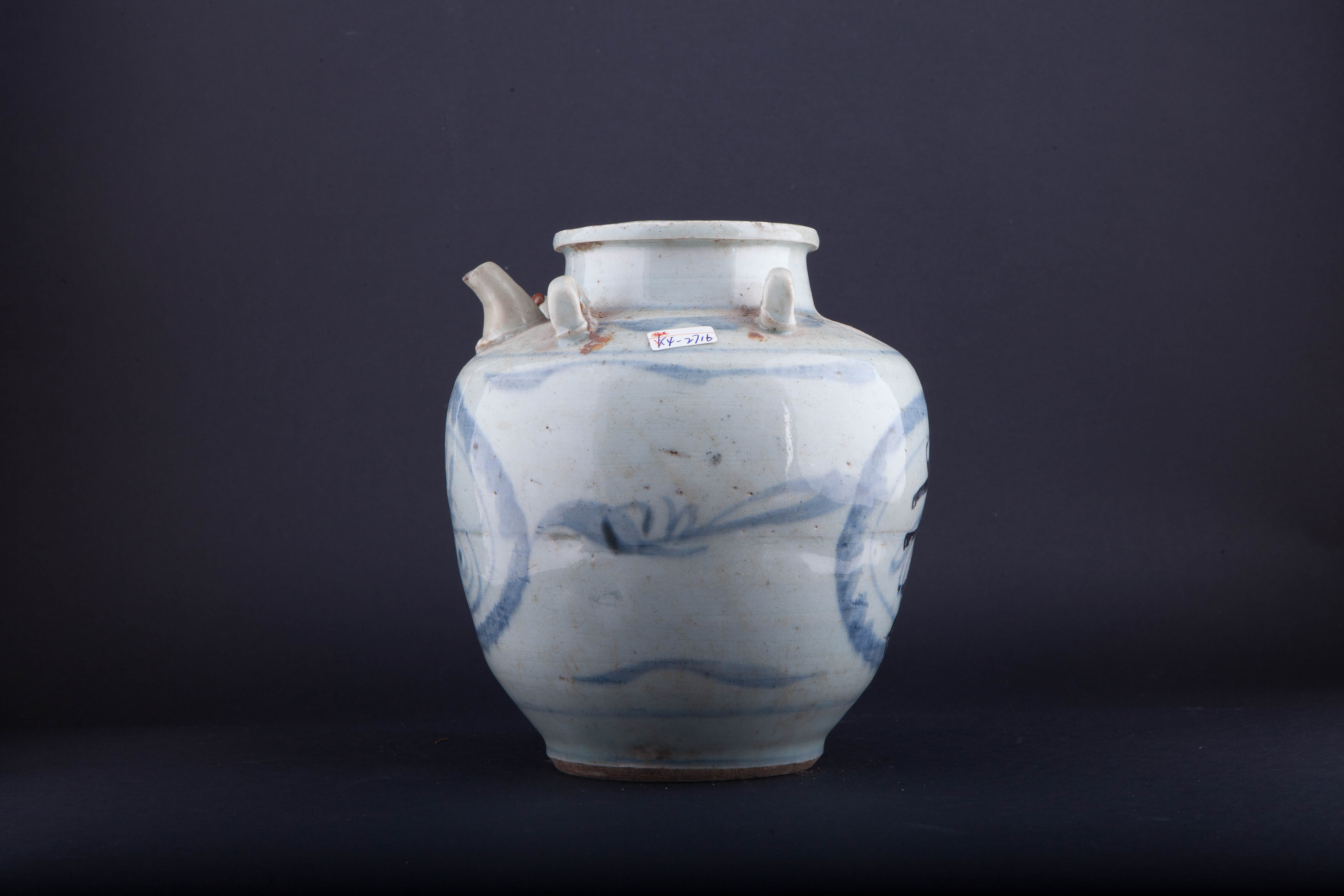 清青花开光寿字纹四系油壶