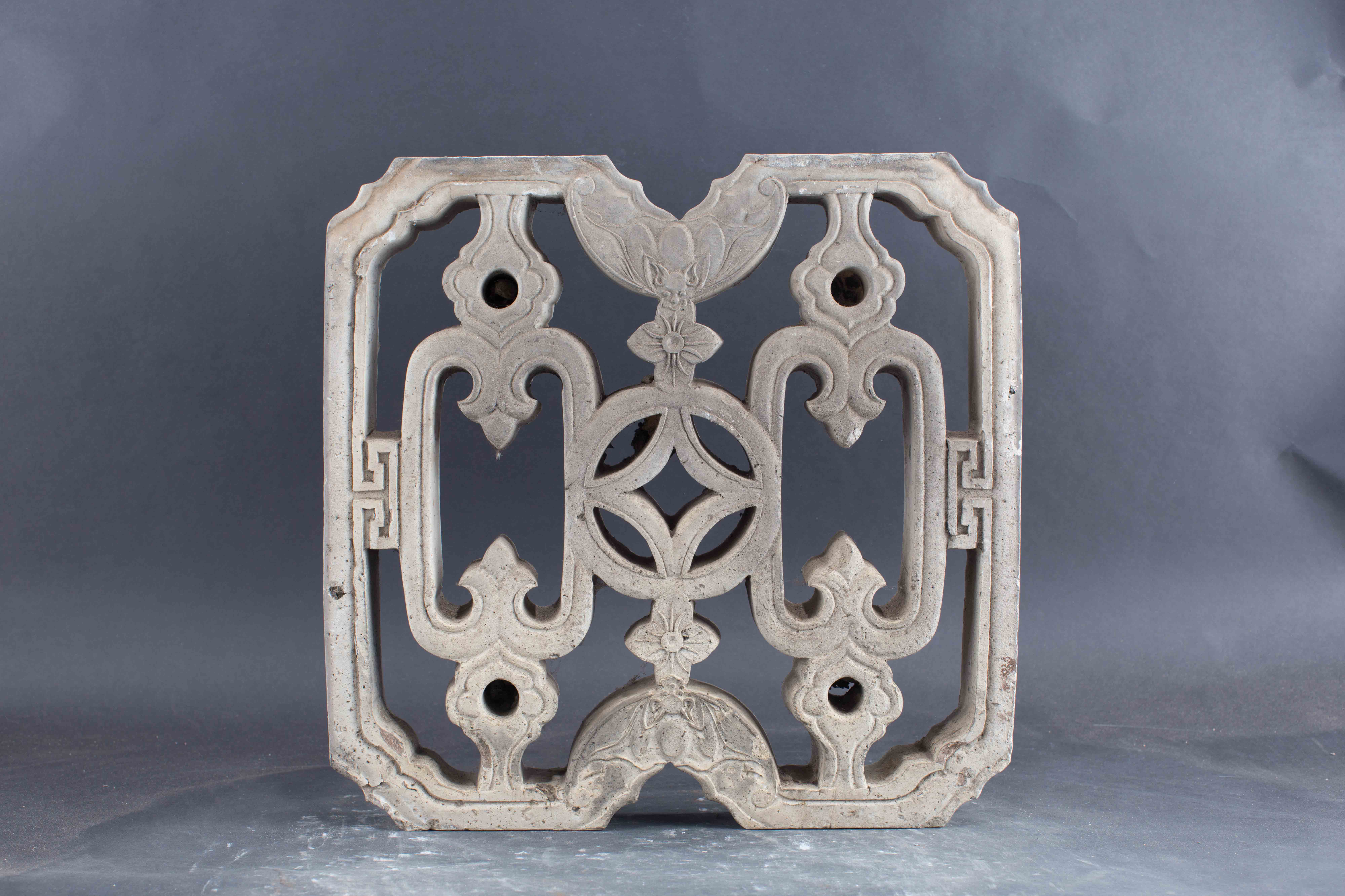 中华民国蝙蝠铜钱花草纹陶花窗-28