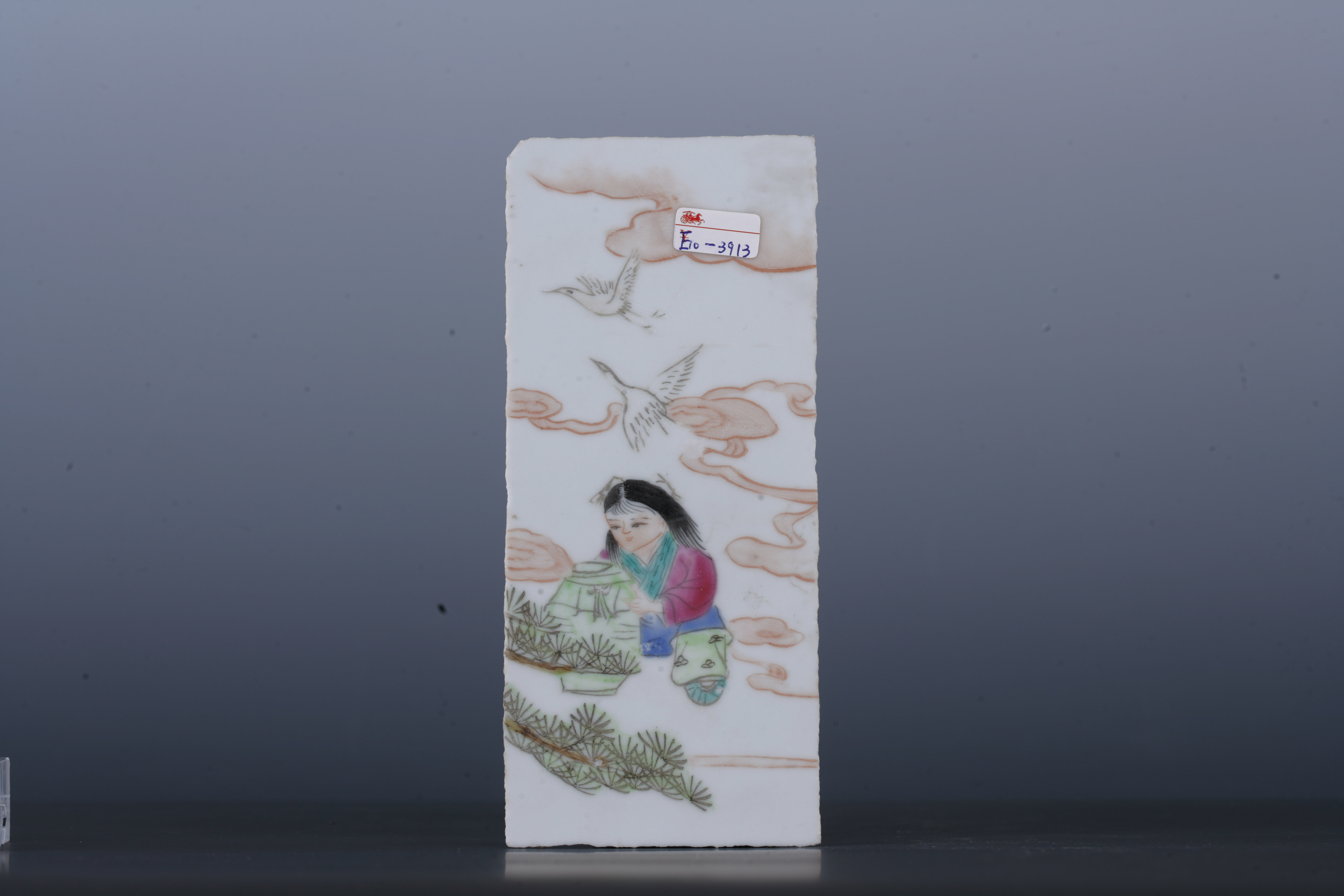 中华民国粉彩仙女纹长方形瓷板-10