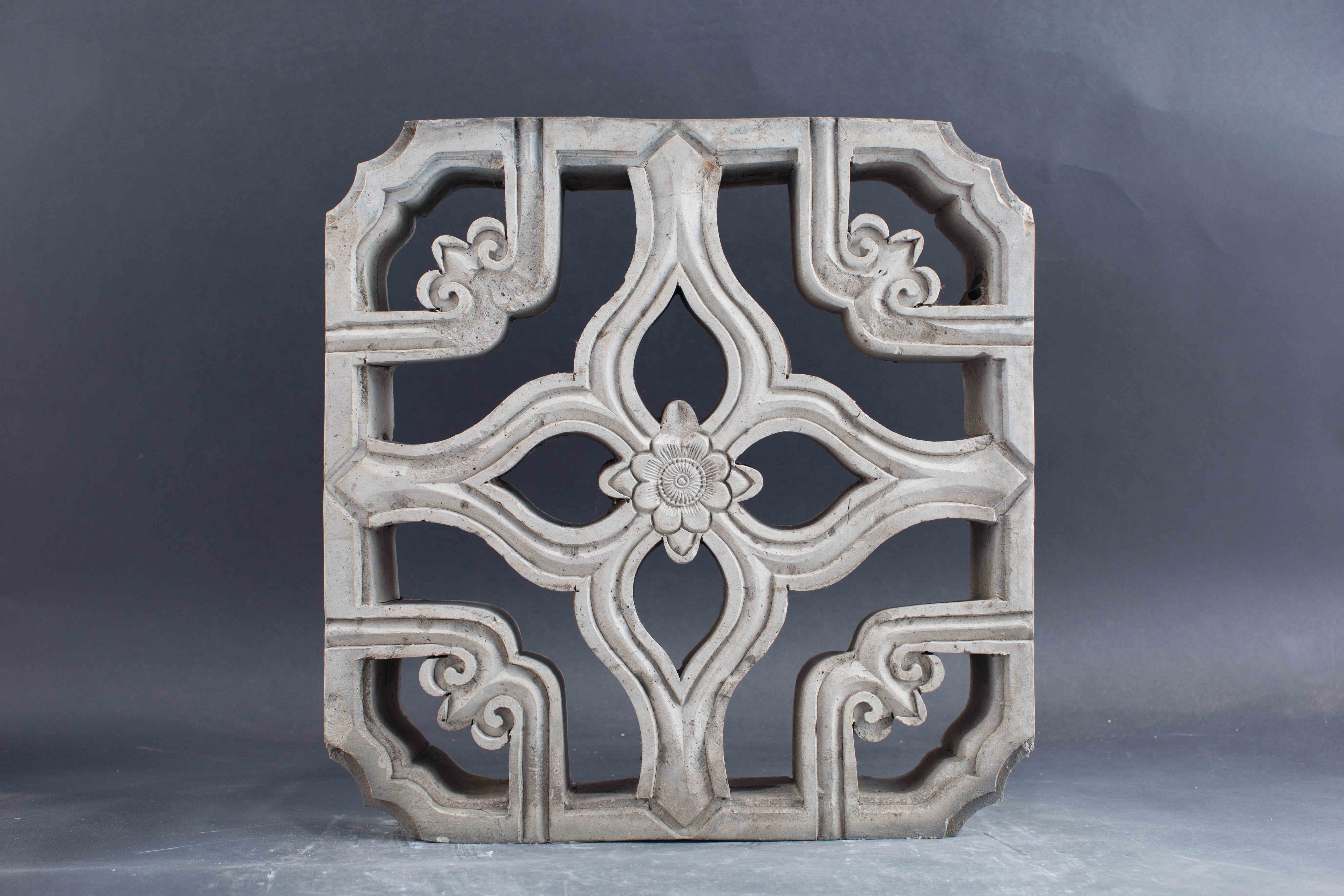 中华民国倭角花卉纹陶花窗-6