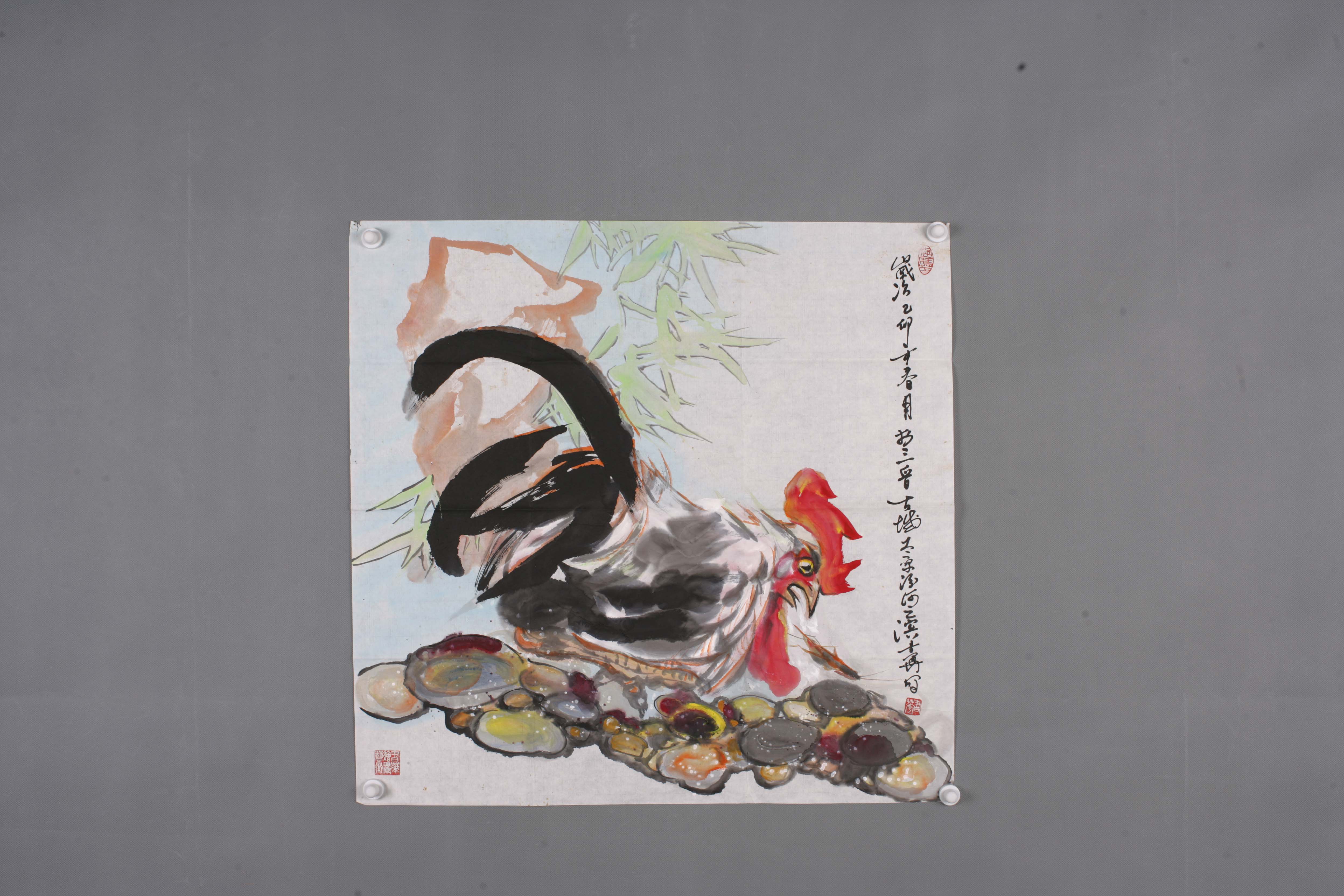 1999年杨书华鸡竹虫图